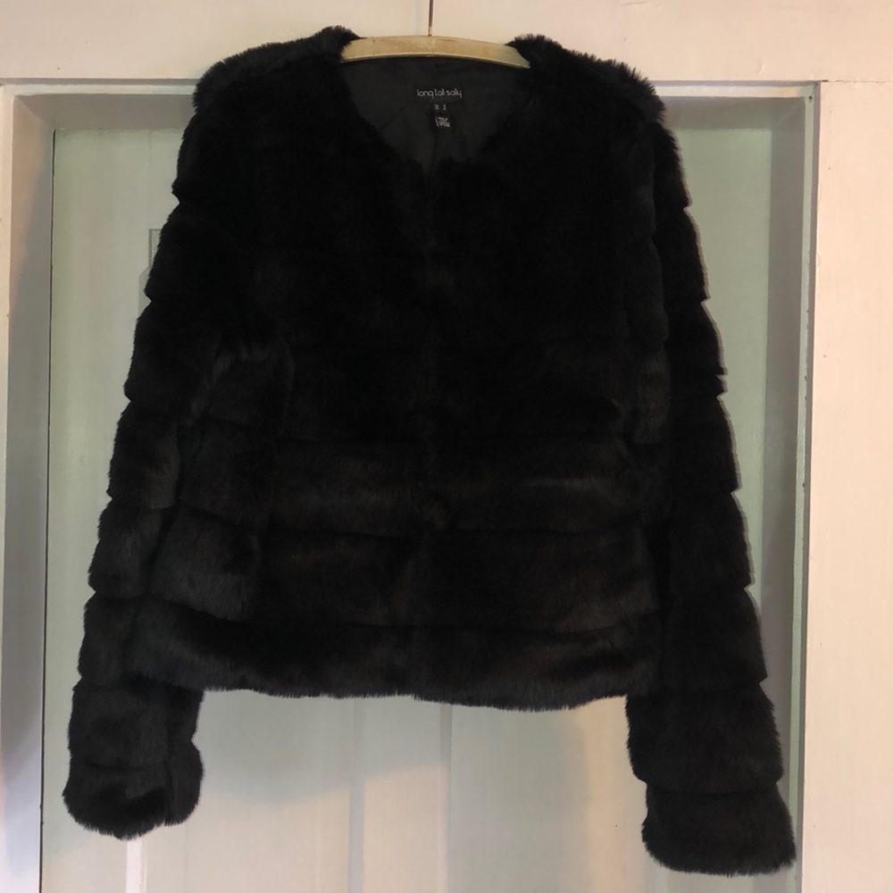 Long Tall Sally black faux fur jacket